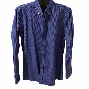 Moschino Navy & White Striped Classic Italian Dress Shirt – Size L